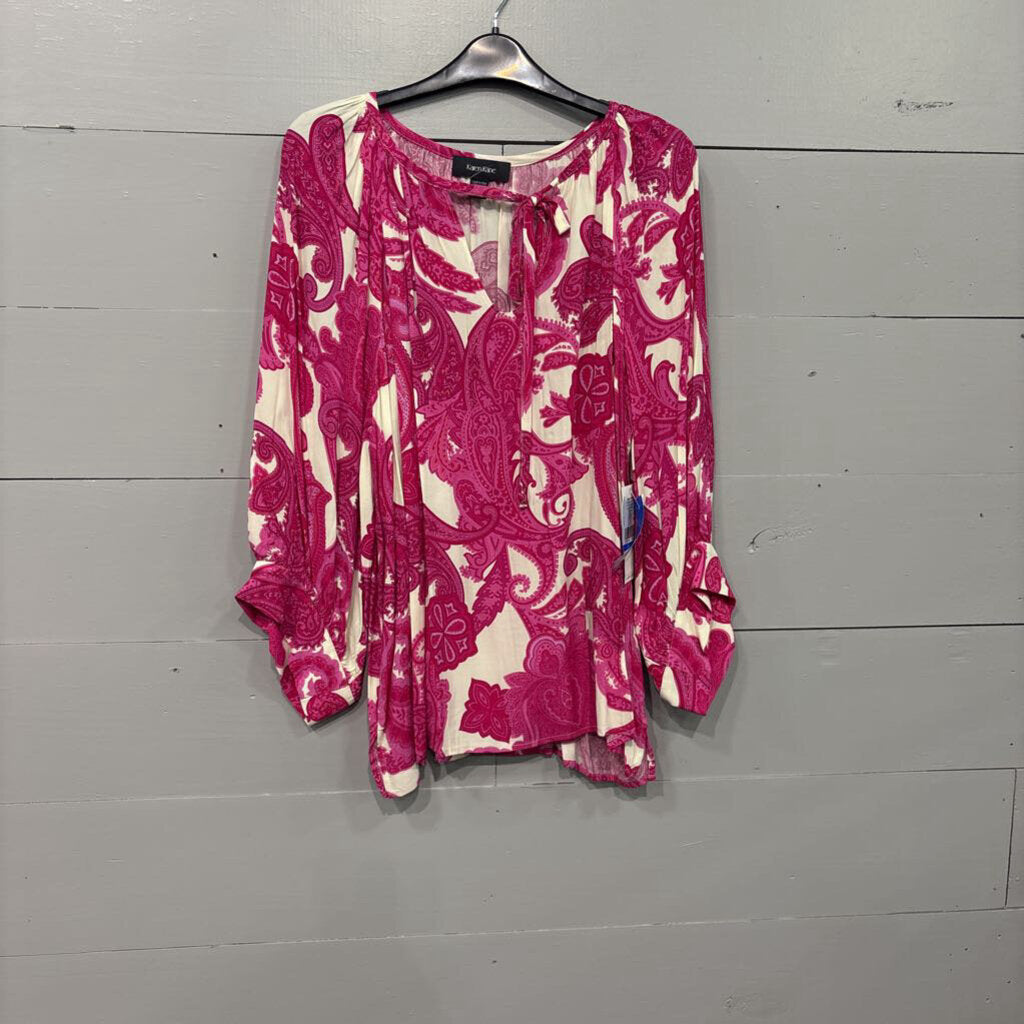 KAREN KANE,*NWT FLORAL BLOUSE ,PINK ,XL