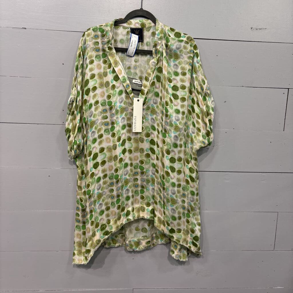 WINTON AND WAITS,*NWT DOTS TUNIC W/ SHELL,GREEN ,XL