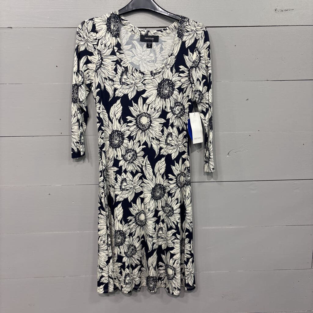 KAREN KANE,*NWT BAIC W/ WHT SUNFLOWERS,BLK/WHT,XS
