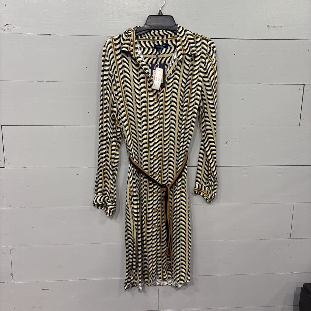 BARILOCHE,*NWT STRIPE W/ BELT,BLK/CREAM,48