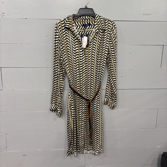 BARILOCHE,*NWT STRIPE W/ BELT,BLK/CREAM,48