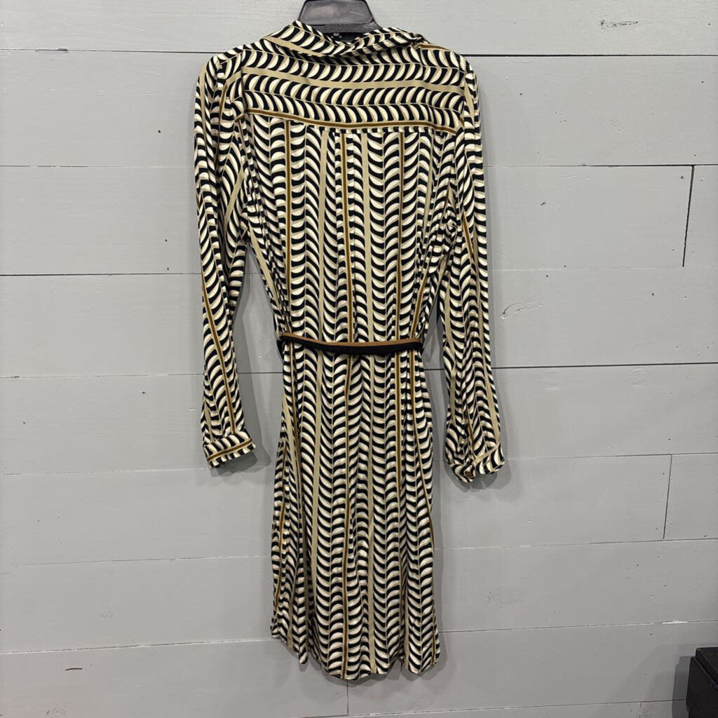 BARILOCHE,*NWT STRIPE W/ BELT,BLK/CREAM,48