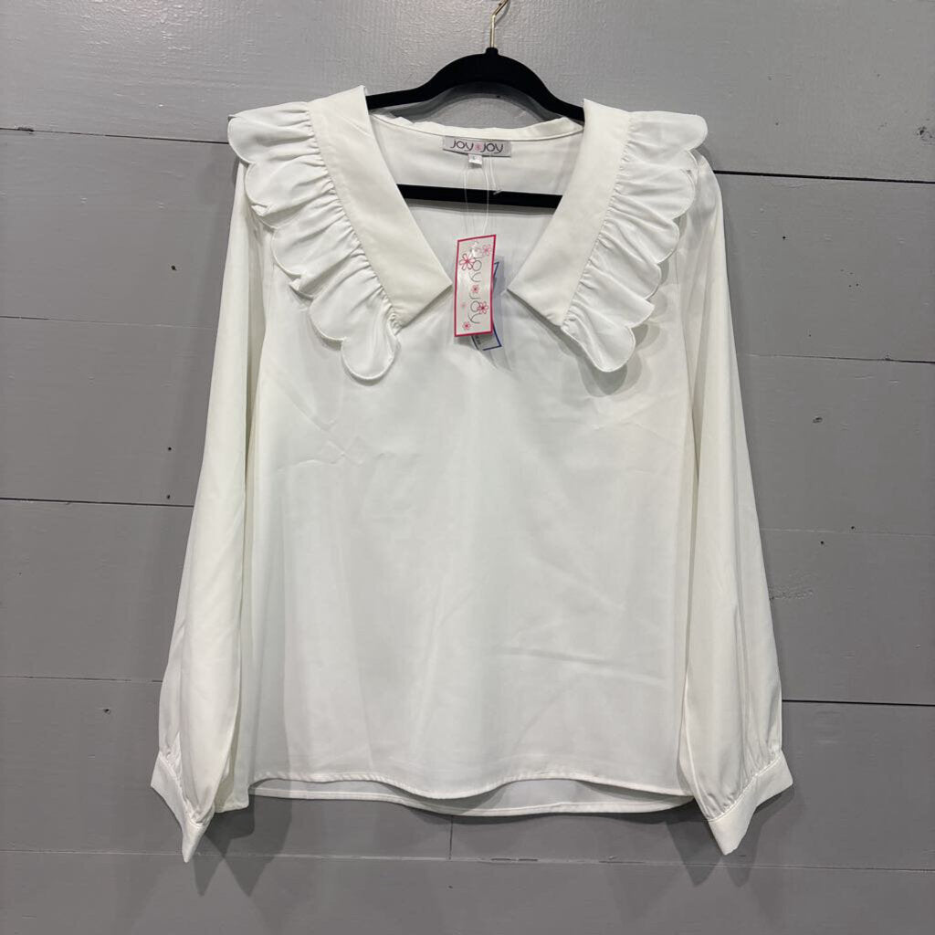 JOY JOY,NWT RUFFLED COLLER,WHITE,10