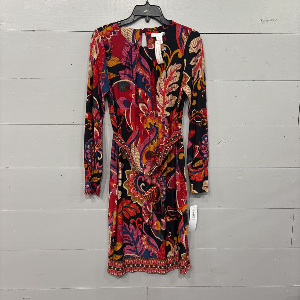 LONDON TIMES,*NWT PATTERNED DRESS,REDS BLK ,4