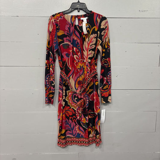 LONDON TIMES,*NWT PATTERNED DRESS,REDS BLK ,4