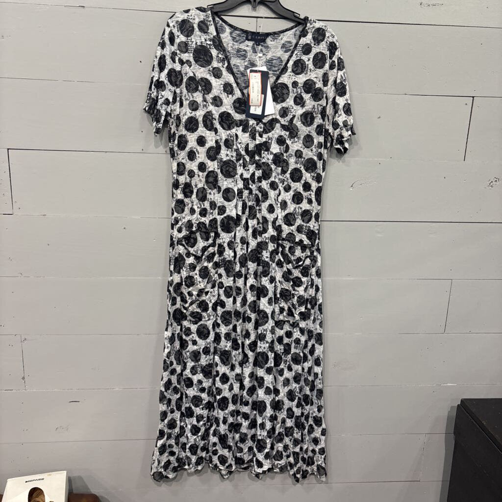 NWT DOT DRESS ,BLK WHT ,XL