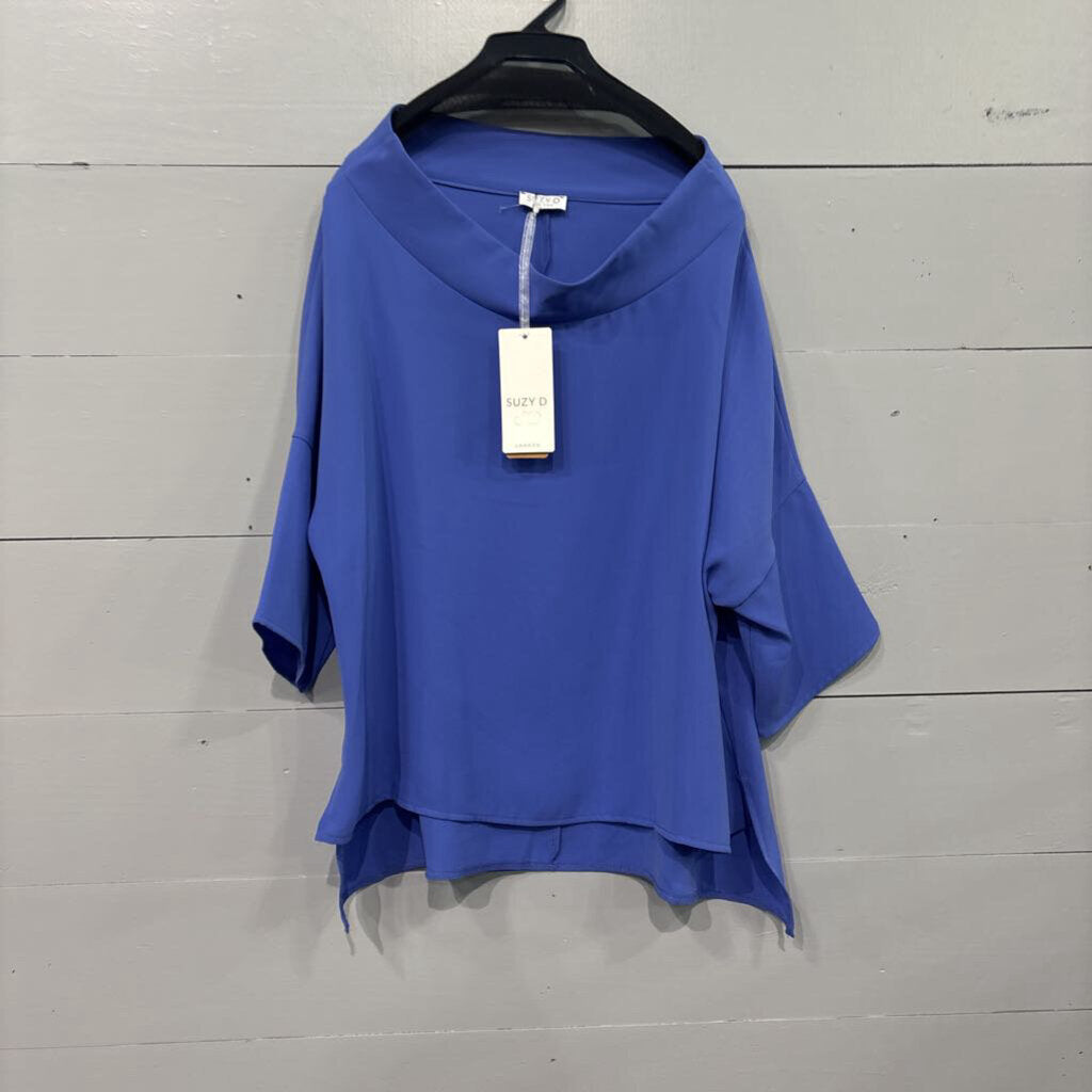 SUZY D LONDON,*NWT SCOOP NECK TOP,BLUE ,XL