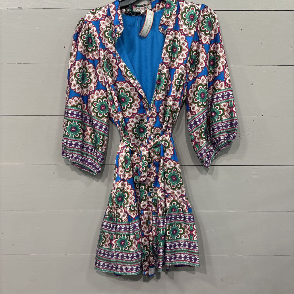 JOY JOY,*NWT PATTERNED DRESS,BLUE ,L