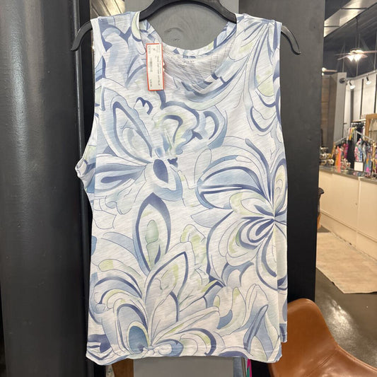 CHARLIE B,*BASIC KNIT TANK,WHT/BLUE,XL