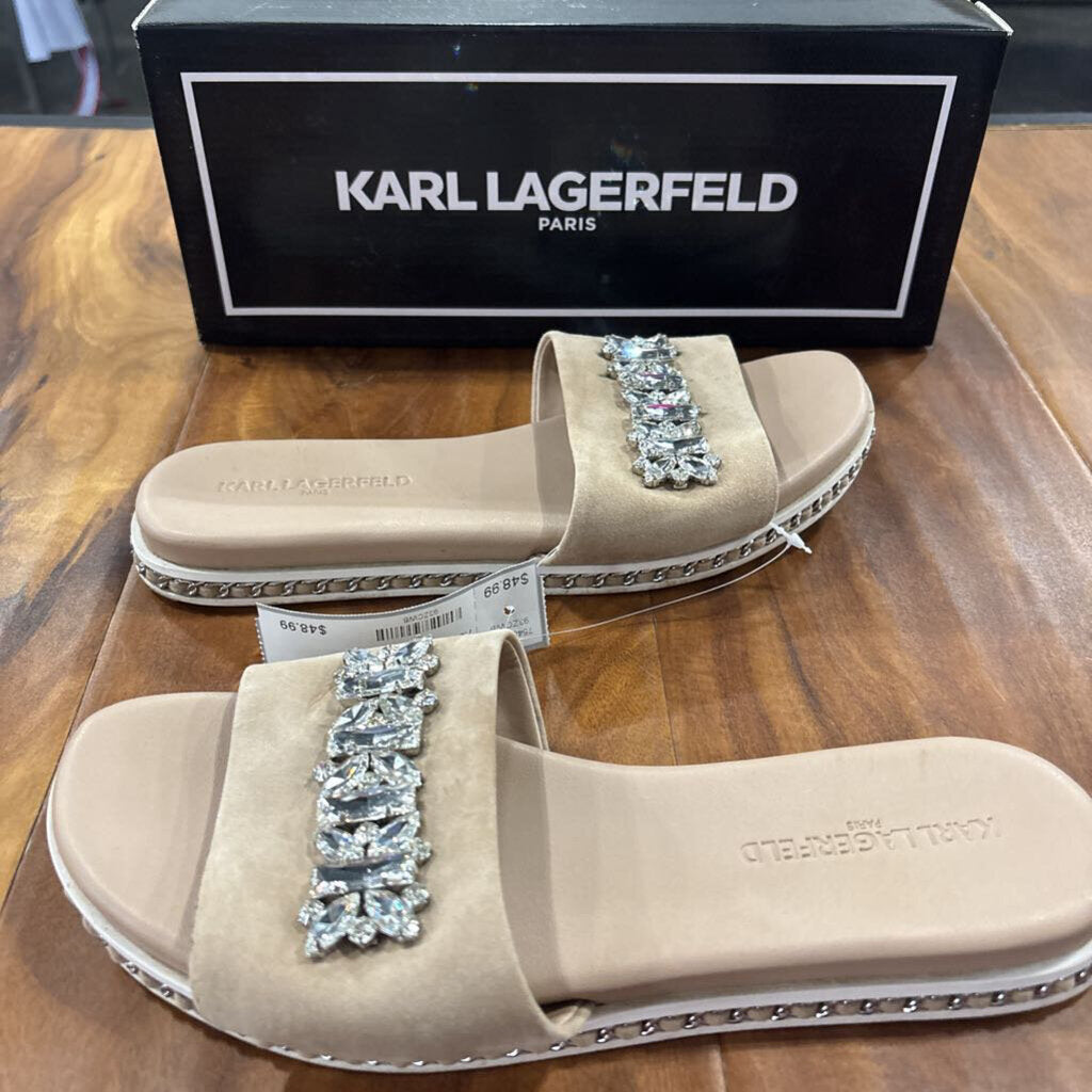 KARL LAGERFELD,*BIJOI SLIDE SANDALS ,BEIGE,7.5