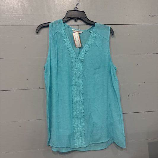 COUNTERPARTS,*V NECK SHEER TOP,BLUE ,L