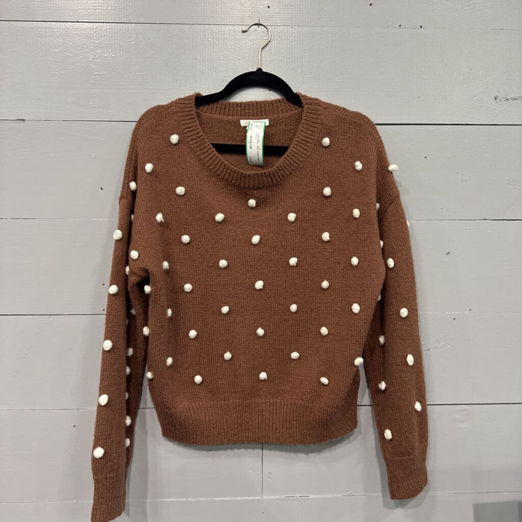 G B,*PUFF BALL KNIT SWEATER,TAN,S
