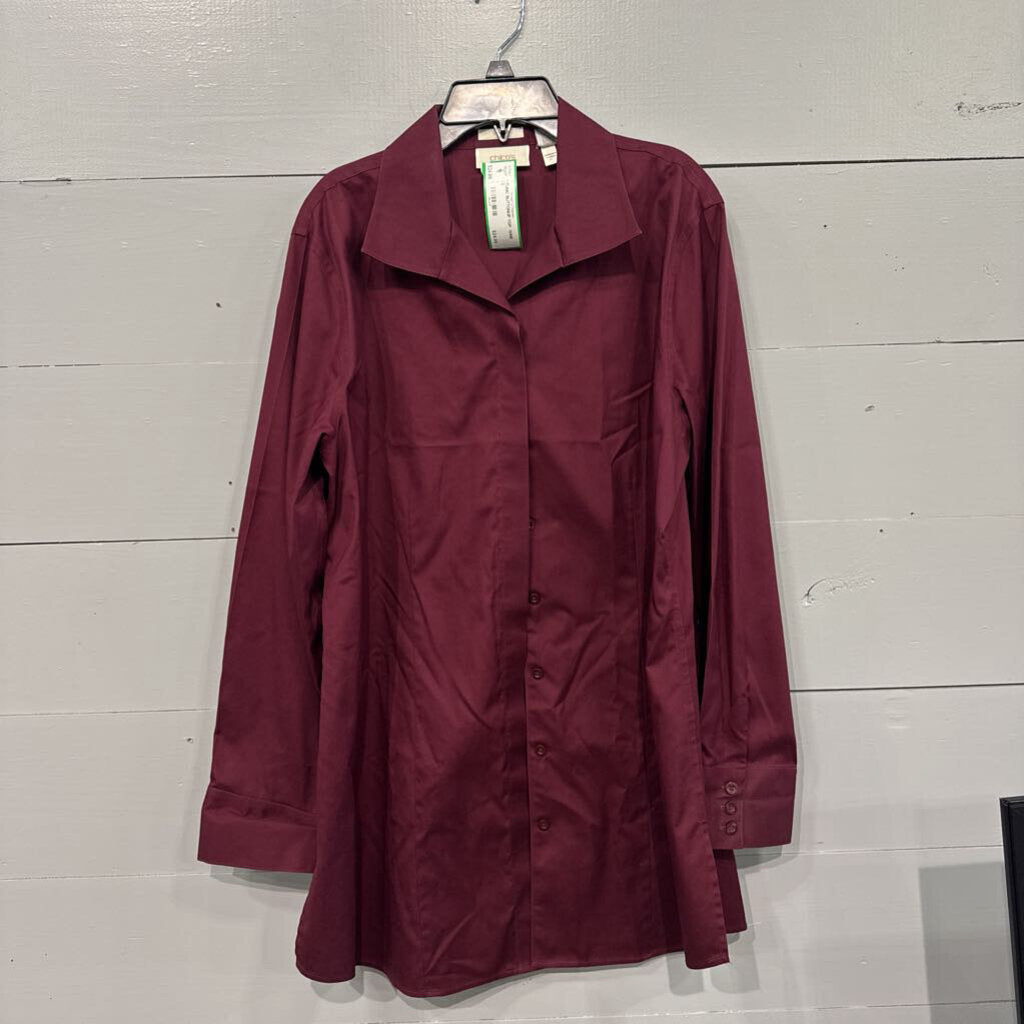 CHICO'S,TUNIC BUTTONUP TOP ,WINE ,2