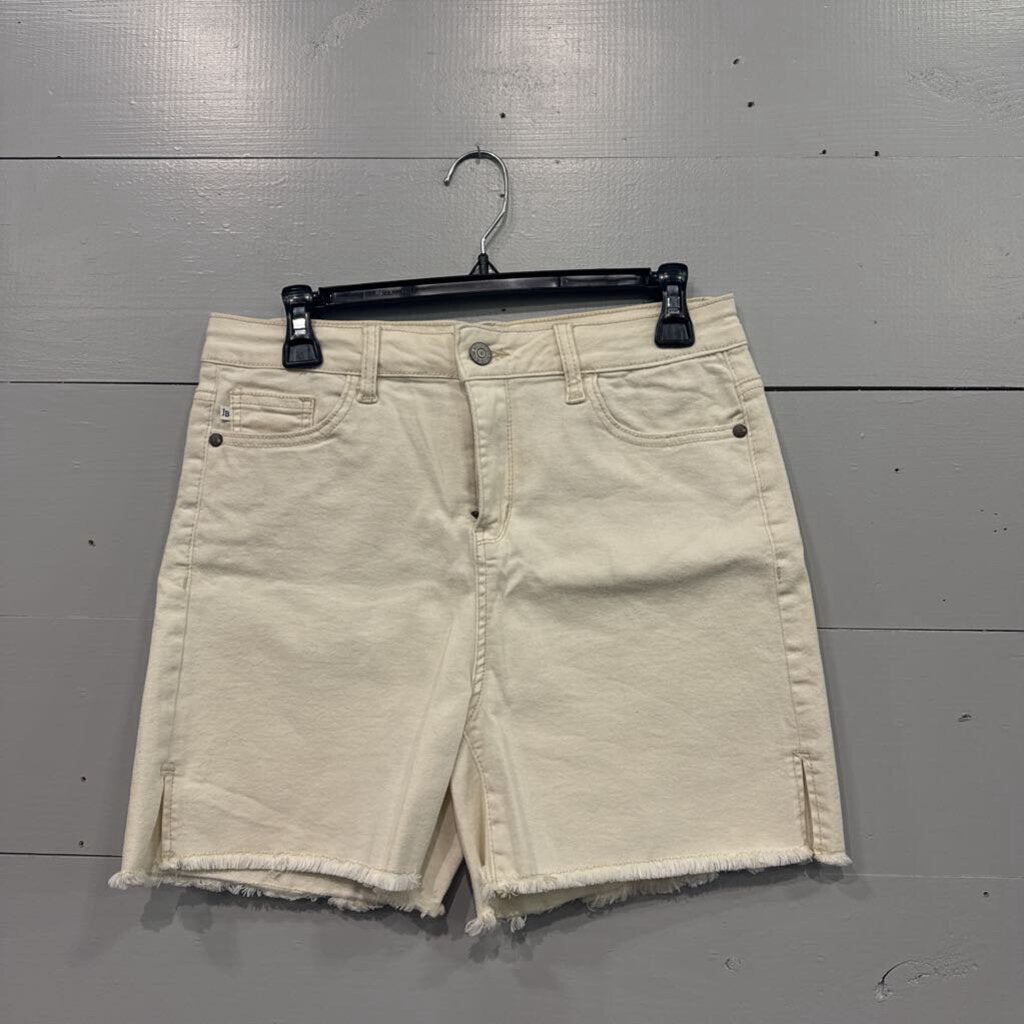 JUDY BLUE,*DENIM JEAN SHORTS,CREAM,L