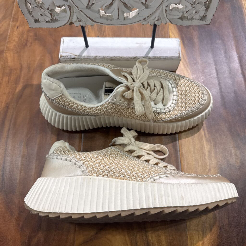 SHU SHOP,TWEED PLATFORM SNEAKER ,WHT GOLD,9