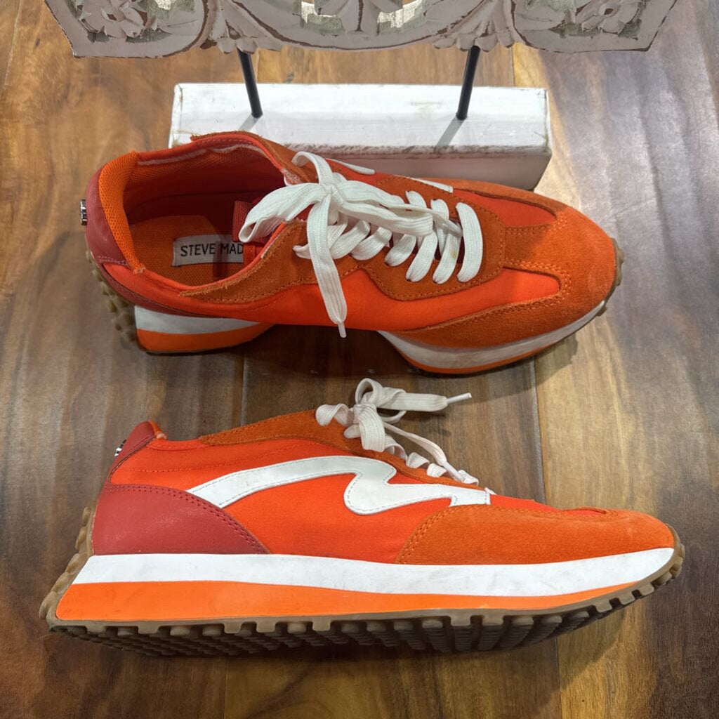 STEVE MADDEN,TRENDY SNEAKER,ORG WHT ,9.5