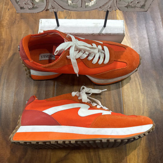 STEVE MADDEN,TRENDY SNEAKER,ORG WHT ,9.5