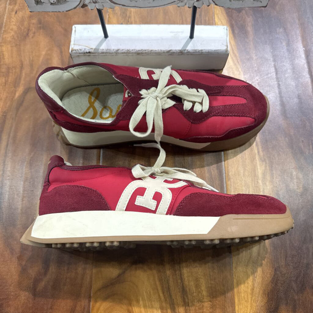 SAM EDELMAN,TRENDY SNEAKER,RED WINE WHT ,9.5
