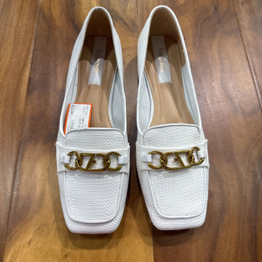 FRANTO SARTO,NEW TWEED BUCKLE FLAT ,WHT GOLD ,9