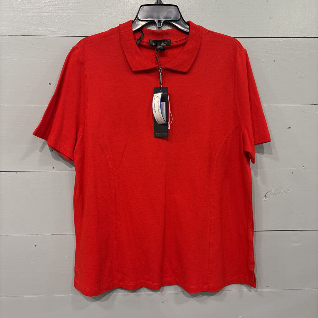 RENUR,NWT COLLARED TOP ,RED ,XL