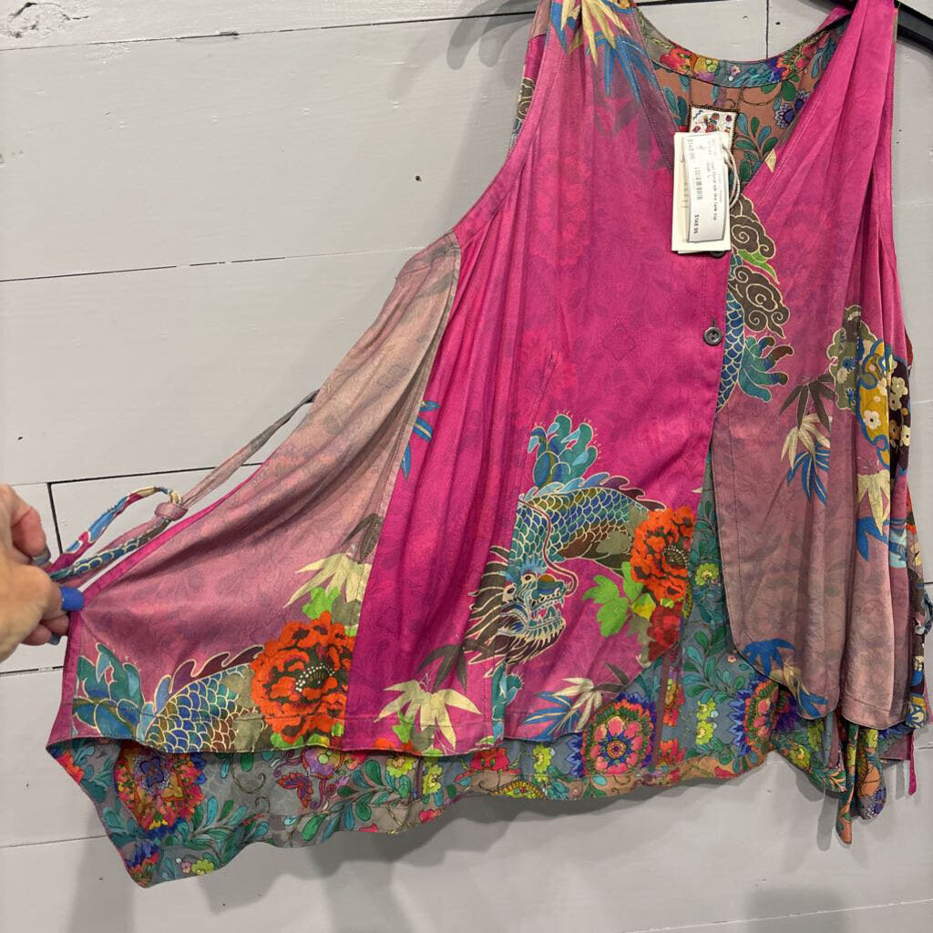 JOHNNY WAS,nwt floral silk like tank top ,multi ,L