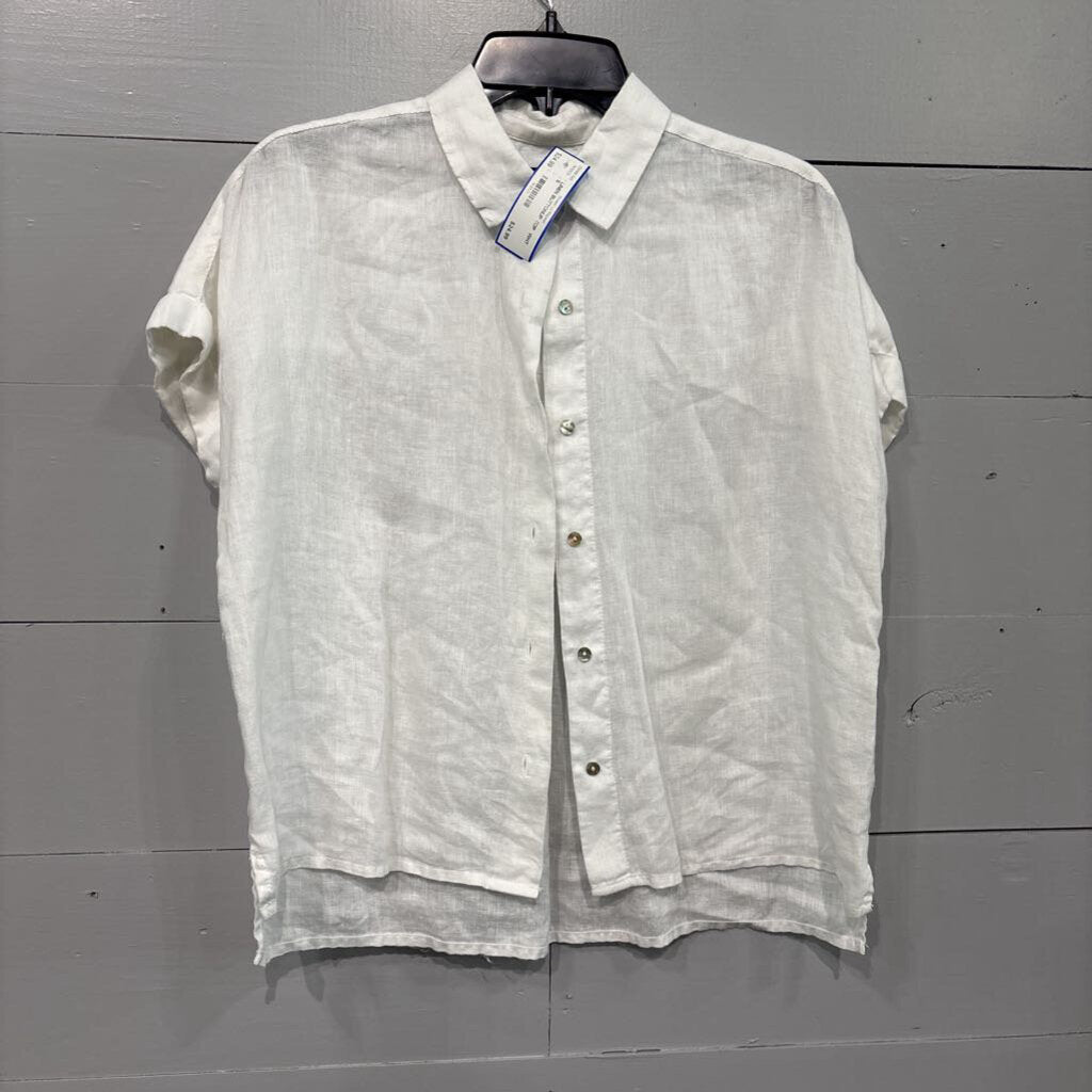 RACHEL ROY,LINEN BUTTONUP TOP ,WHT ,S