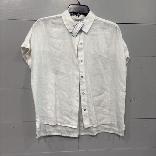 RACHEL ROY,LINEN BUTTONUP TOP ,WHT ,S