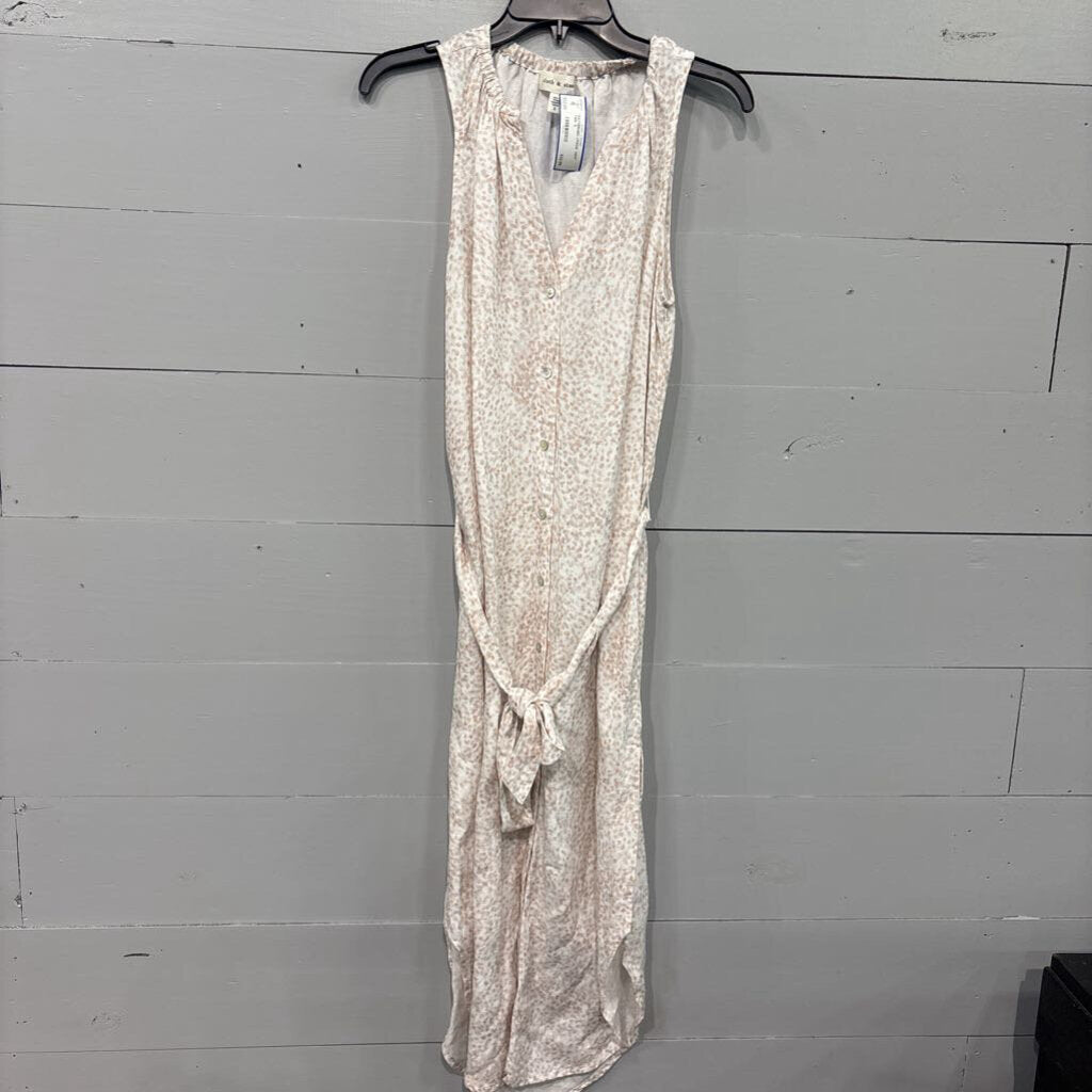 CLOTH & STONE,PATTERNED DRESS ,WHT TAN ,S