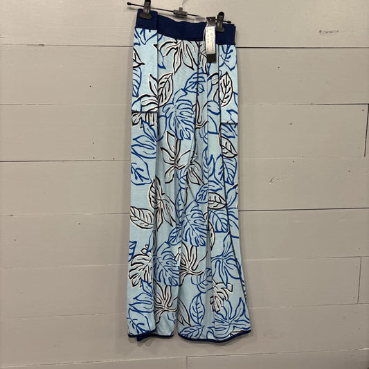 TRIBAL JEANS,WIDE LEG PATTERNED CROP,BLUE/WHT ,G/L