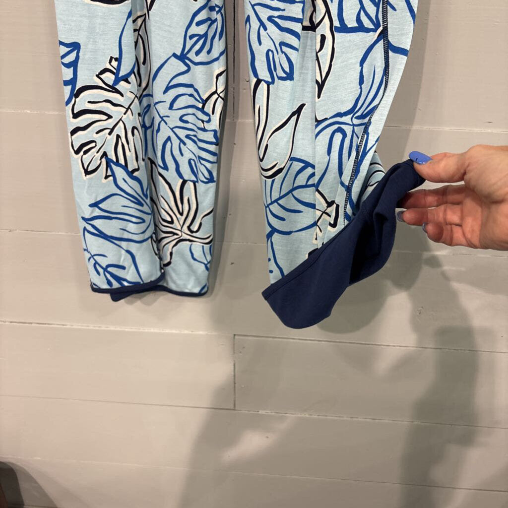 TRIBAL JEANS,WIDE LEG PATTERNED CROP,BLUE/WHT ,G/L