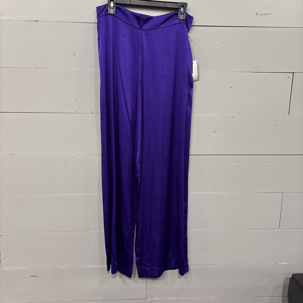 LA FUORA,BASIC WIDE LEG FLOWY PANT ,PURPLE,L