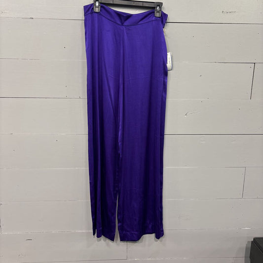 LA FUORA,BASIC WIDE LEG FLOWY PANT ,PURPLE,L