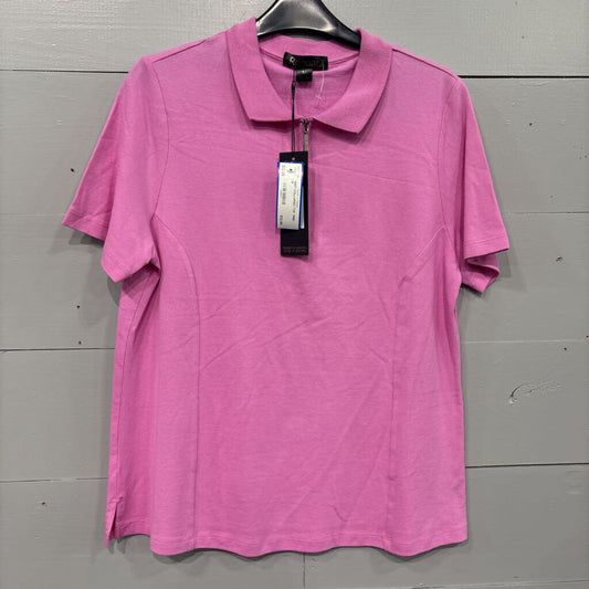 RENUAR,NWT COLLARED TOP ,PINK ,M