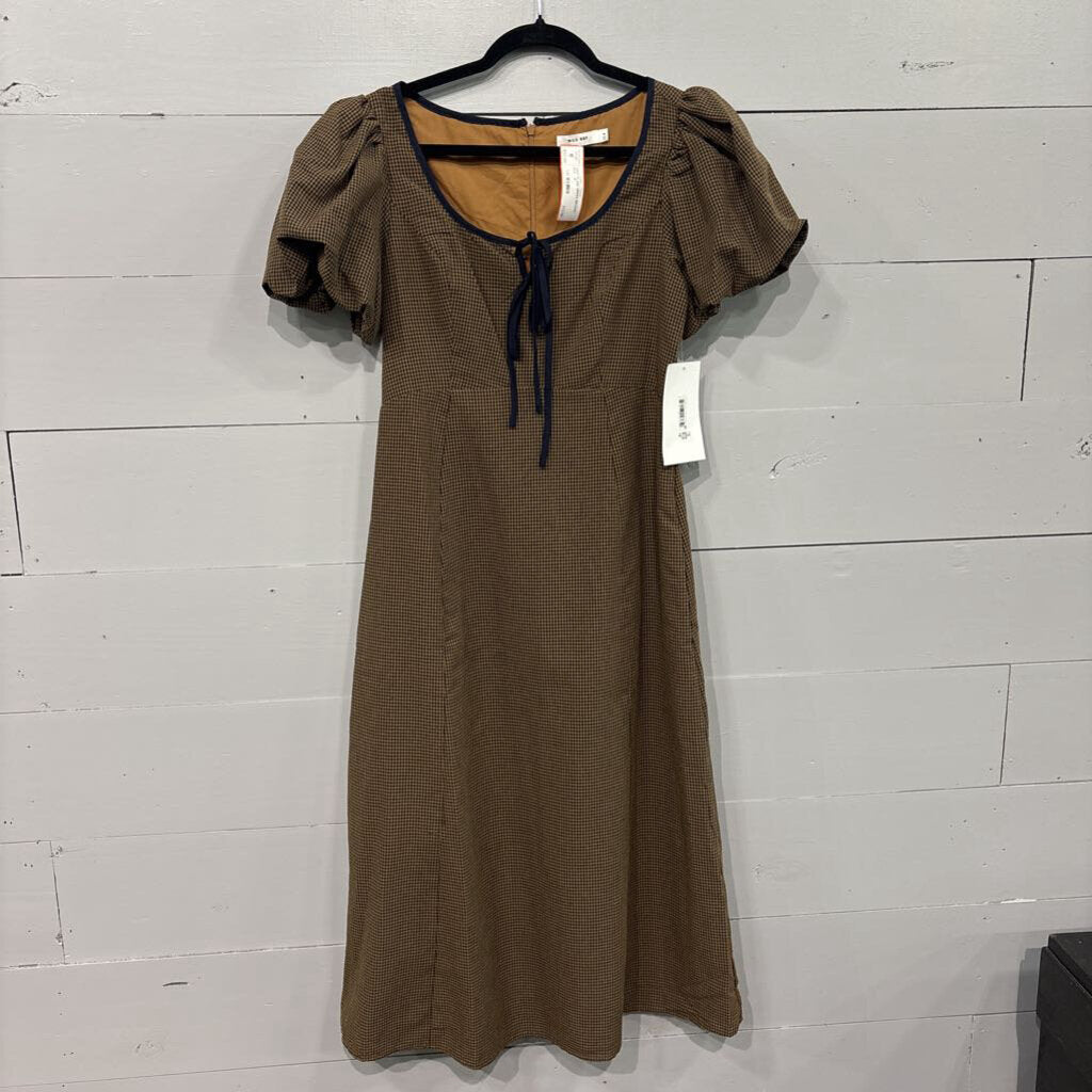 MOD REF,NWT PLAID DRESS,BROWN BLK ,M