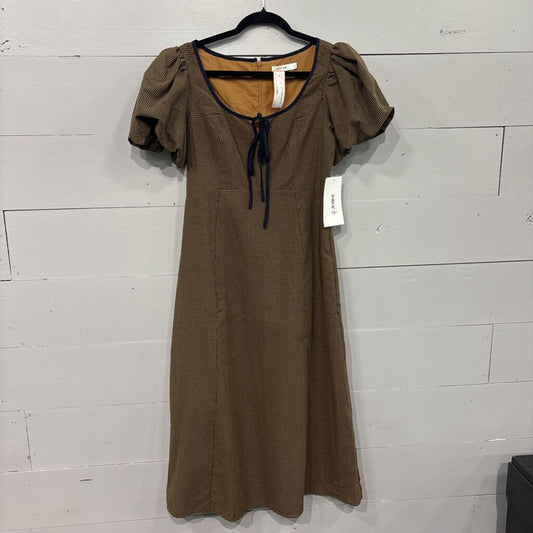 MOD REF,NWT PLAID DRESS,BROWN BLK ,M