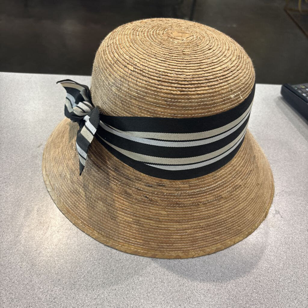 TULA J,STRAW HAT W/ BLK BOW,STRAW,7