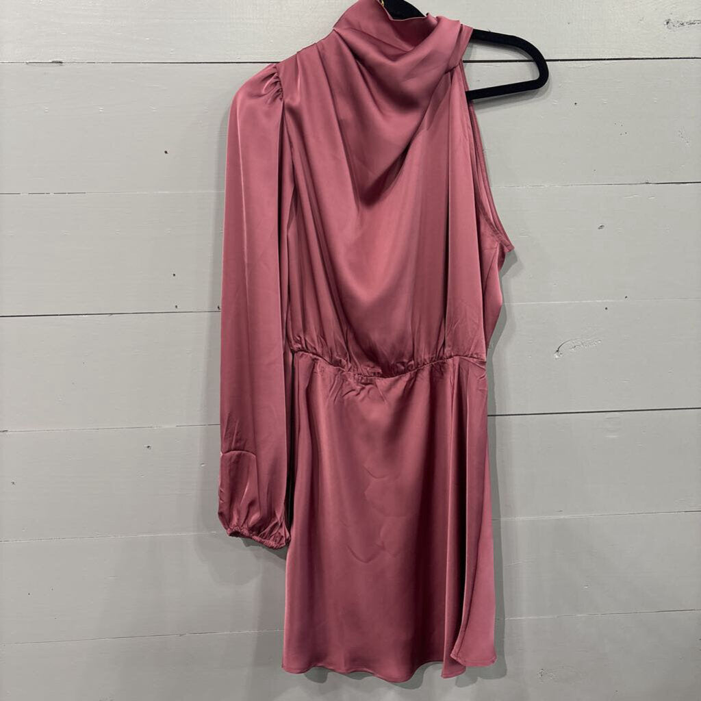 KOU NAI,NWT *ONE SHOULDER SILK LIKEDRESS,ROSE ,L