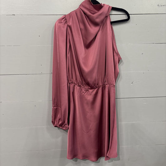 KOU NAI,NWT *ONE SHOULDER SILK LIKEDRESS,ROSE ,L