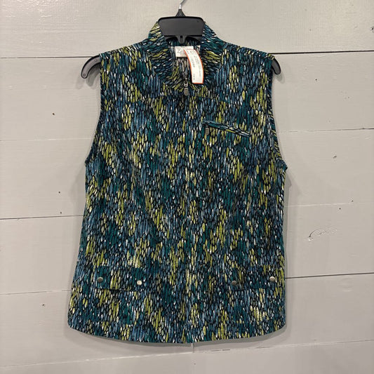 ZENERGY(CHICO'S),PATTERNED VEST JACKET,BLK/BLUE,2