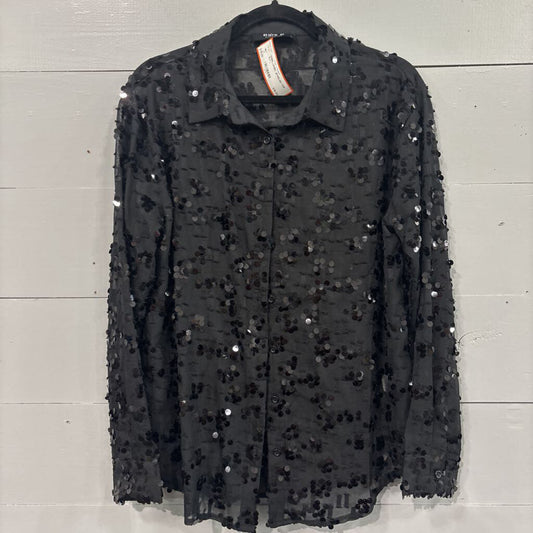 BLUE B COLLECTION,EMBELLISHED JEWELED TOP,BLK,L