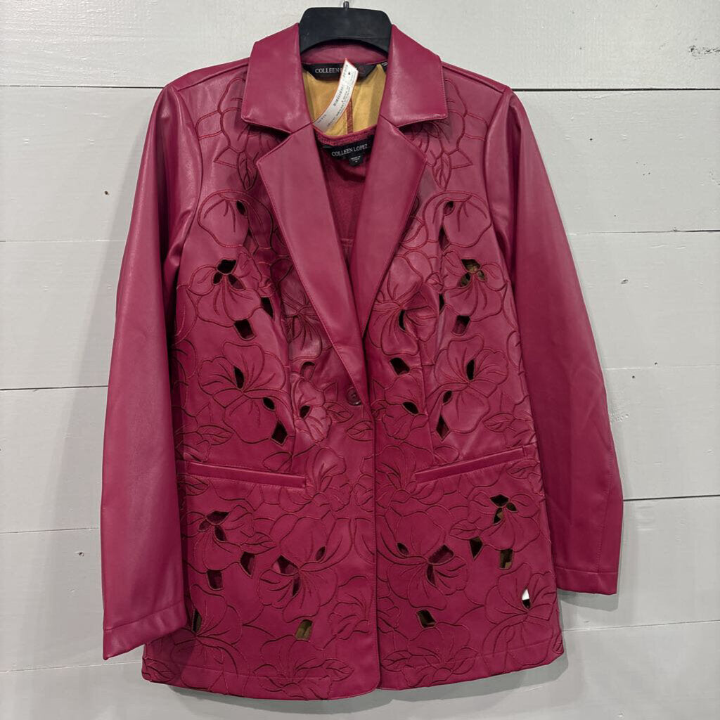 NWTFAUX LEATHER JACKET ,DK ROSE,S