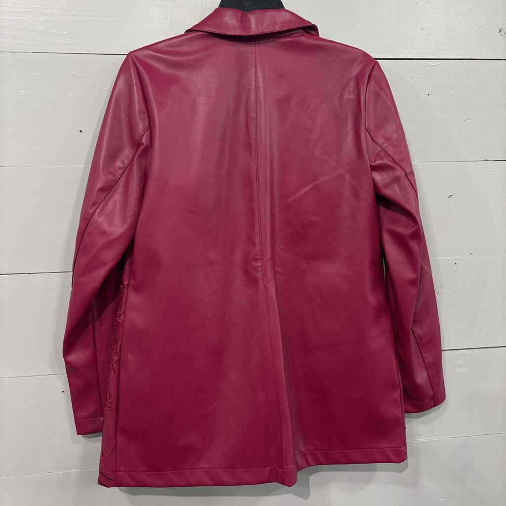 NWTFAUX LEATHER JACKET ,DK ROSE,S
