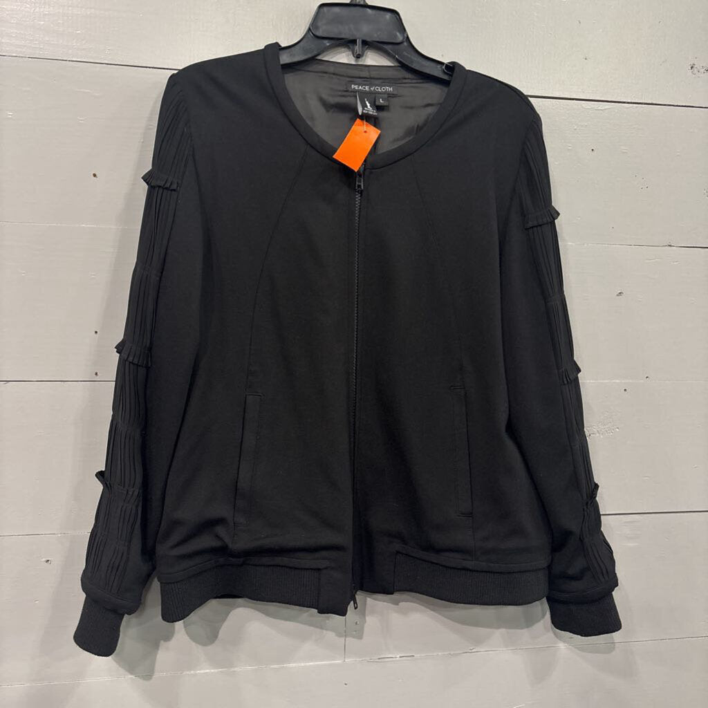 PEACE OF CLOTH,BASIC ZIPPERED JACKET,BLK ,L