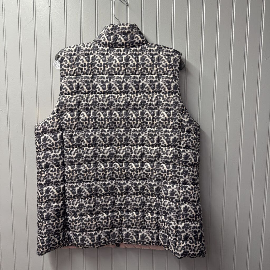 TRIBAL,LEOPARD VEST JACKET ,PINK GRY,XL
