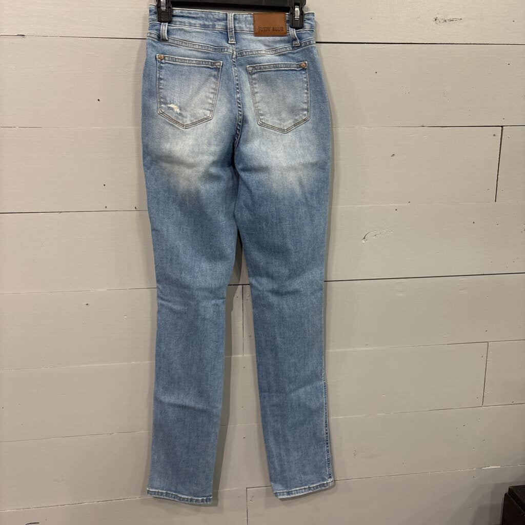 JUDY BLUE,DENIM RIPPED BOYFRIEND JEANS,BLUE ,3/26