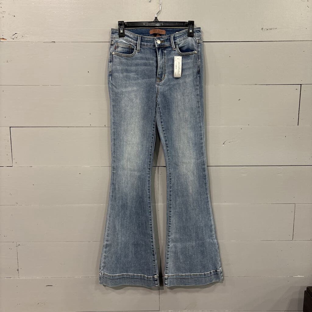 JUDY BLUE,DENIM TROUSER FLAIR MEDIUM WASH JEANS,BLUE ,3/26
