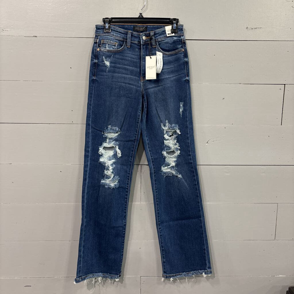JUDY BLUE,NWT DENIM MID RISE DARK WASH JEANS,BLUE ,1/25
