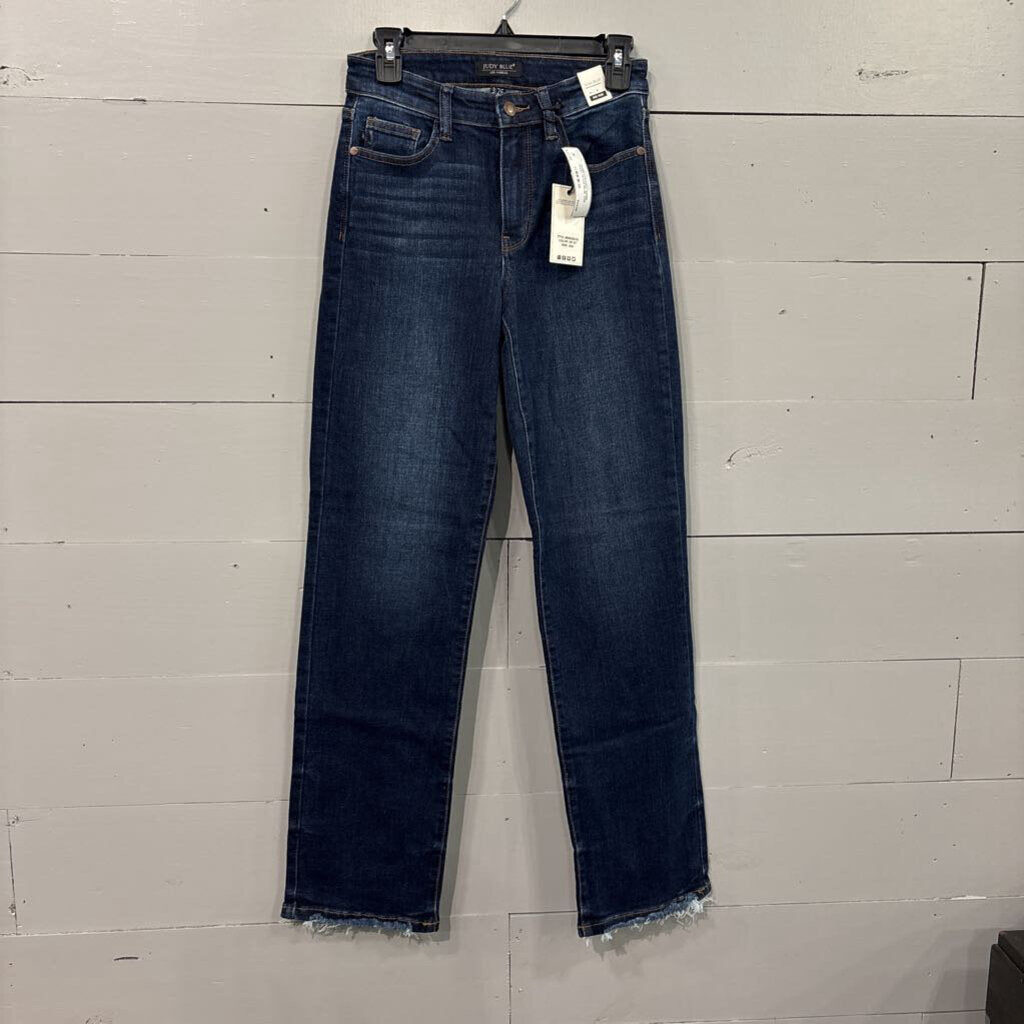JUDY BLUE,DENIM STRAIGHT DARK WASH JEANS,BLUE ,3/26