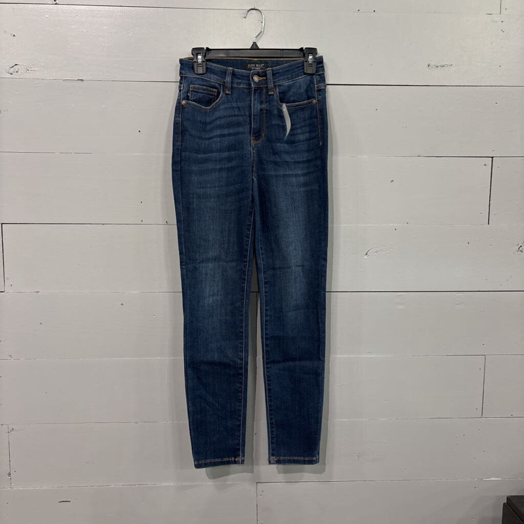 JUDY BLUE,DENIM RELAXED DARK WASH JEANS,BLUE ,1/25