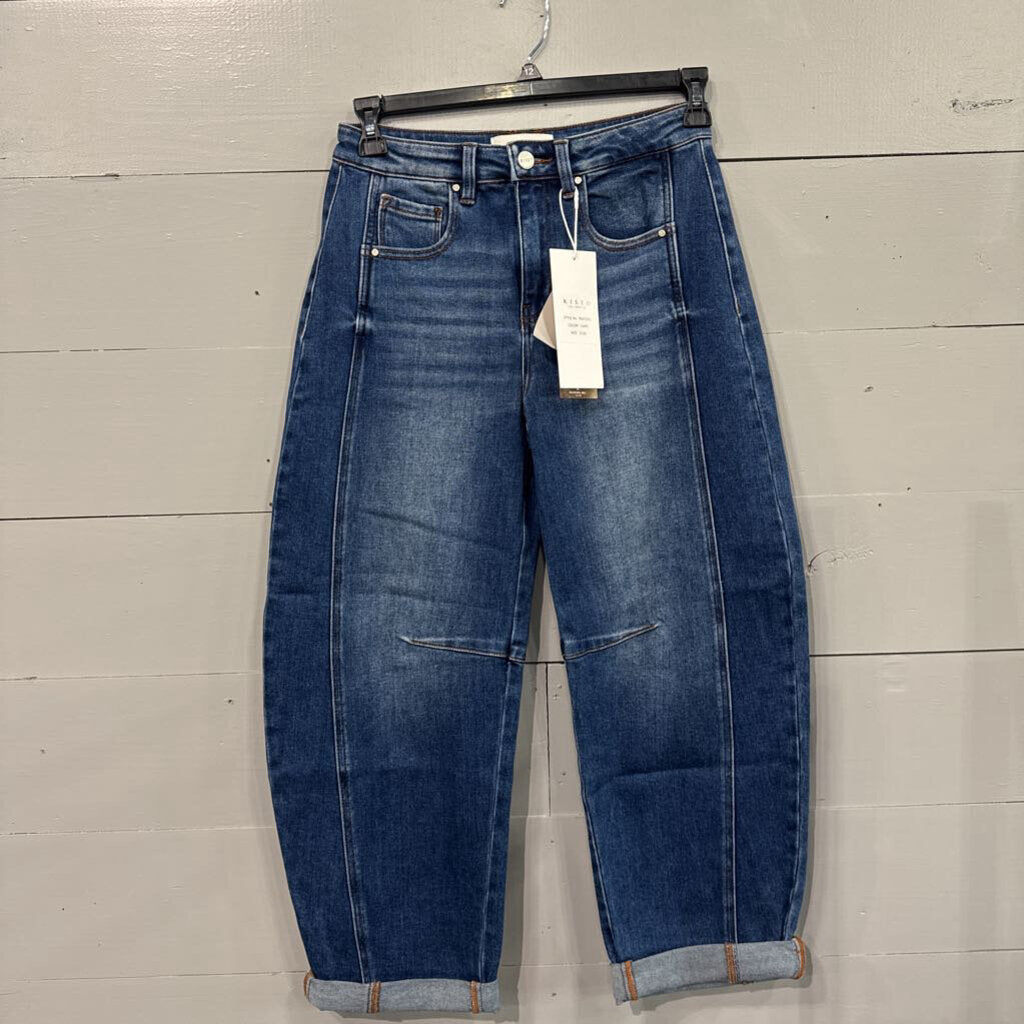 RISEN JEANS,*NWT DENIM DARK STRAIGHT LEG JEANS,BLUE ,3/26